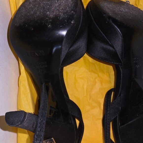 AUTHENTIC SILK FENDI HIGH HEEL STRAPPY SHOES  - Size 7.5 (37-1/2) - Picture 9 of 11